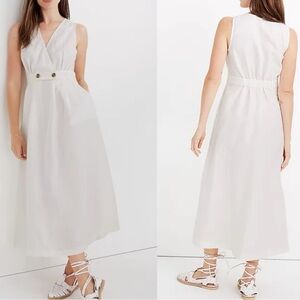 Madewell Button-Waist Wrap Midi Dress White Size 00